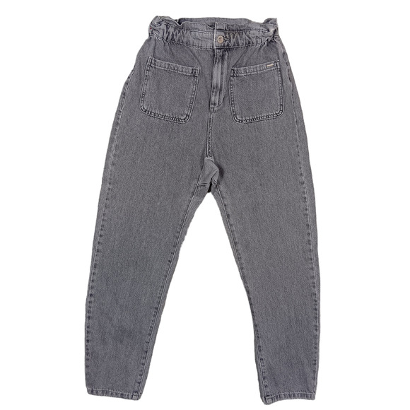 Zara Denim - Zara Paper Bag Jeans Denim Size 2 Light Gray Front Pockets High Rise